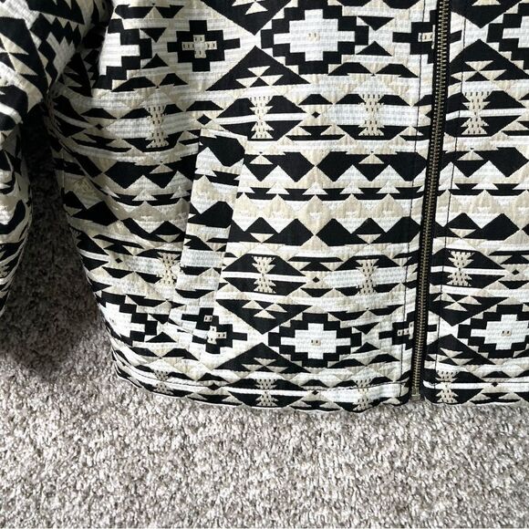FRNCH Jacket Women’s M/L Black, Ivory and Gold Geometric Zip Up - Picture 3 of 7